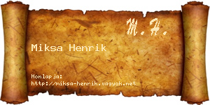 Miksa Henrik névjegykártya